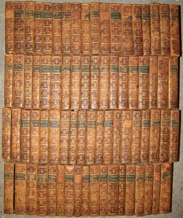 The Works of the English Poets. With Prefaces, biographical and critical by Samuel Johnson. Vol. 2-74 (of 75, lacking vol. 1 and 75).