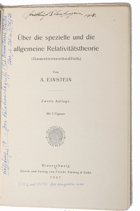 Über die spezielle und die allgemeine Relativitätstheorie. Gemeinverständlich. Zweite Auflage.