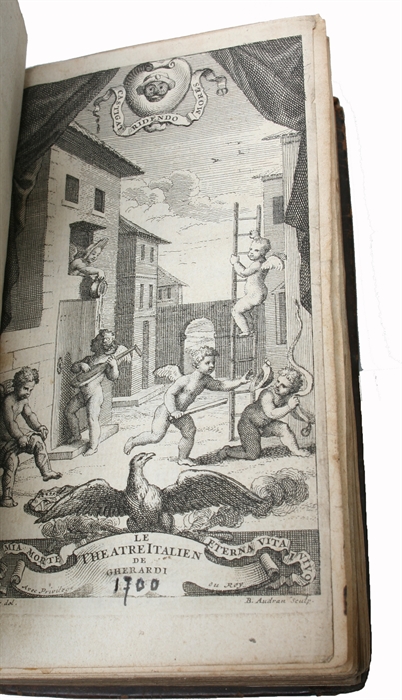 Le Theatre Italien, ou le recueil general de toutes les Comedies & Scenes Francoises jouées par les Comediens Italiens du Roy, pendant tout le temps qu'ils ont été au Service. Eurichi d'Estampes en Tuille-douce à la tête de chaque Comedie, à la ...