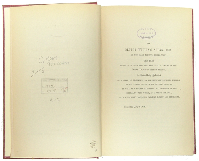 Wanderings of an Artist among the Indians of North America from Canada to Vancouver's Island and Oregon through the Hudson's Bay Company's Territory and back again.