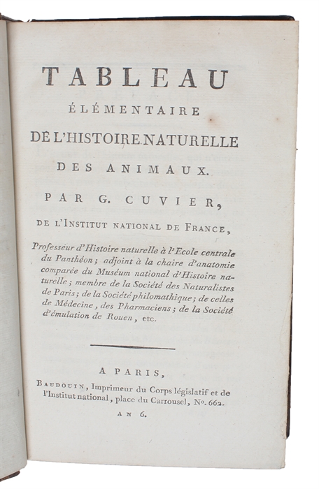 Tableau élémentaire de l'Histoire Naturelle des Animaux.