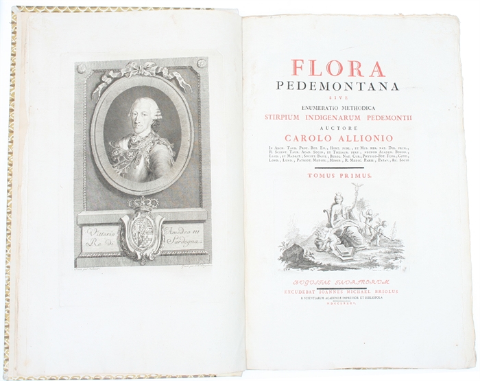 Flora Pedemontana, sive Enumeratio Methodica Stirpium Indigenarum Pedemontii. 3 Tomi. (Vol. 3: Icones accdit explanatio numenclaturae botanicae). + Auctarium ad Floram Pedemontanam, cum notis et emendationibus.