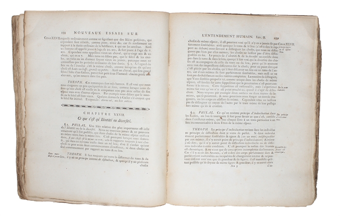 Oeuvres philosophiques latines & francoises de feu. Tirées de ses manuscrits qui se conservent dans la bibliotheque royale a Hanovre et publiées par Mr. Rud. Eric Raspe. Avec une Préface de Mr. Kaestner. [Nouveau essais sur l'entendement humain, -New ...