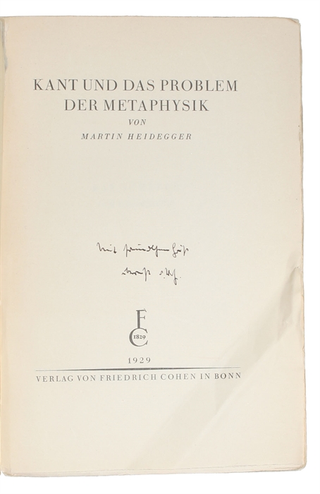 Kant und das Problem der Metaphysik.