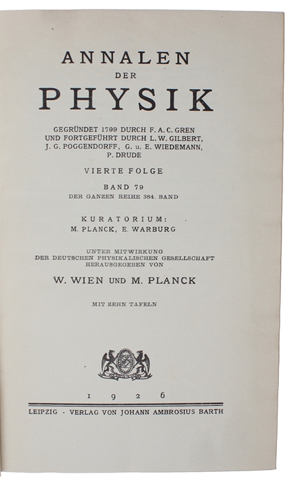 Quantisierung als Eigenwertproblem. (Erste-Vierte Mitteilung) + Über das Verhältnis der Heisenberg-Born-Jordanschen Quantenmechanik zu der meinen;