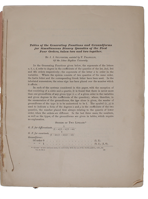 A Quincuncial Projection of the Sphere + On the Ghosts in Rutherfurd's Diffraction-Spectra. [In: American Journal of Mathematics. Volume II. Number 4.].