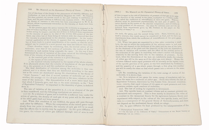 "On the Dynamical Theory of Gases." Received May 16, - 1866.