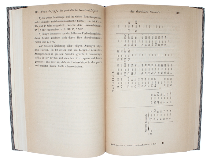 Die periodische Gesetzmässigkeit der chemischen Elemente; (Aus dem Russischen von Felix Wreden). (On the periodical law of the chemical elements).