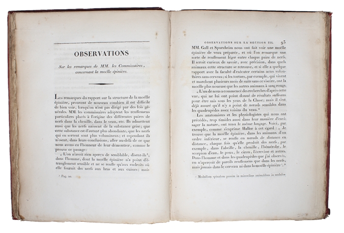 Recherches sur le Système nerveaux en général, et sur celui du Cerveau en particulier, Mémoire présenté a L'Institut de France, le 14 Mars 1808; suivi D'Observations sur le Rapport qui en été fait a cette Compagnie par ses Commissaires. Avec une Planche.