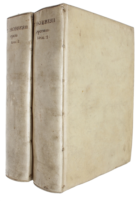 Opera Philosophica, Quae Latinè scripsit, Omnia. Antè quidem per partes, nunc autem, post cognitas omnium Objectiones, conjunctim & accuratiùs Edita. [8 parts]. [Including "leviathan" for the first time in Latin].