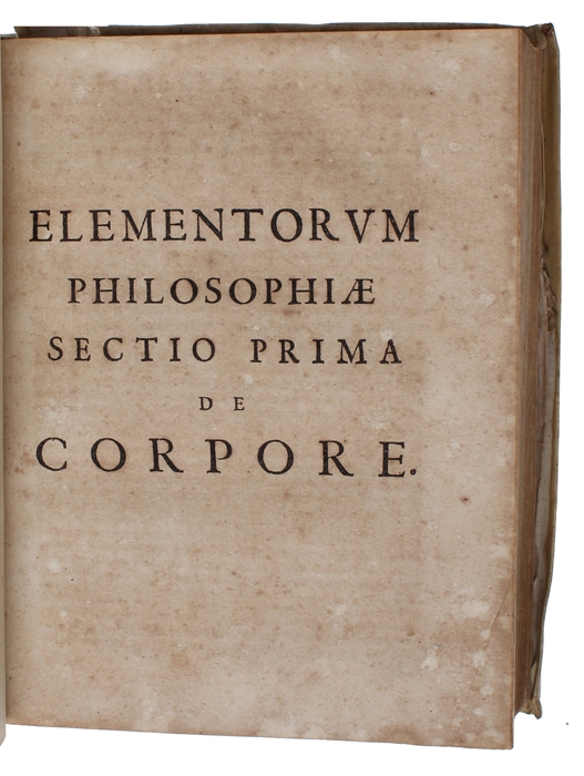 Opera Philosophica, Quae Latinè scripsit, Omnia. Antè quidem per partes, nunc autem, post cognitas omnium Objectiones, conjunctim & accuratiùs Edita. [8 parts]. [Including "leviathan" for the first time in Latin].