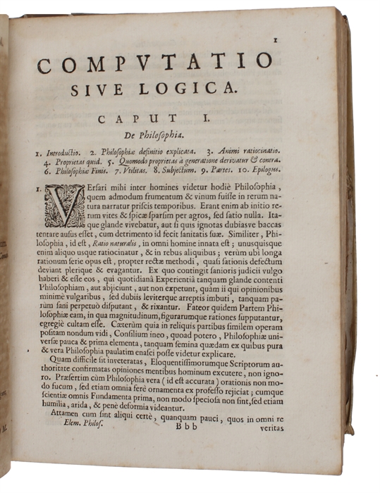 Opera Philosophica, Quae Latinè scripsit, Omnia. Antè quidem per partes, nunc autem, post cognitas omnium Objectiones, conjunctim & accuratiùs Edita. [8 parts]. [Including "leviathan" for the first time in Latin].