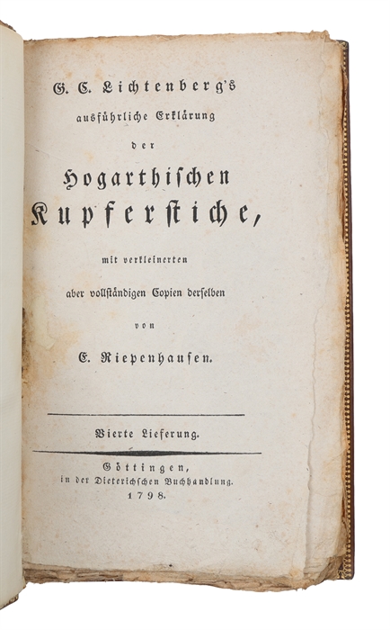 Ausführliche Erklärung der Hogarthischen Kupferstiche mit verkleinerten aber vollständigen Copien derselben von E. Riepenhausen. 1.- 14. Lieferung (alles) + Atlas.