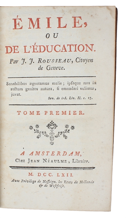 Émile ou de l'éducation. 4 Tomes.