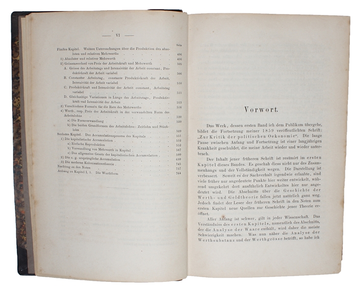 Das Kapital. Kritik der politischen Oekonomie. Erster Band. Buch I: Der Produktionsprocess des Kapitals. 
