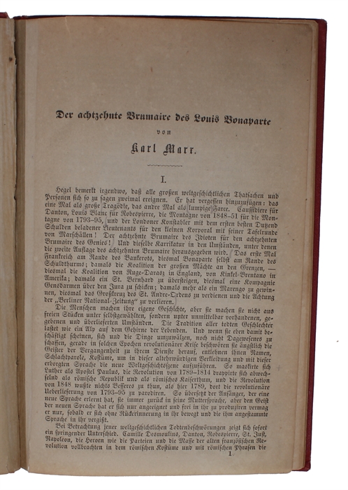 Der 18the Brumaire des Louis Napoleon [in: Die Revolution, eine Zeitschrift in zwanglosen Heften. Herausgegeben von J. Weydemeyer. Erstes Heft].