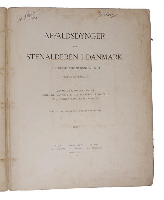 Affaldsdynger fra Stenalderen i Danmark Undersøgte for Nationalmuseet. Résumé en Francais.