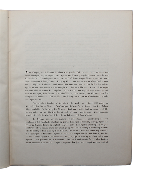 Den thraciske Konge Lysimachus's Mynter. Med IX kobberstukne Tavler.