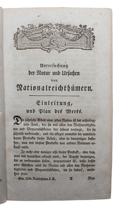 Untersuchung der Natur und Ursachen von Nationalreichthümern, Aus dem Englischen. 2 Bände.