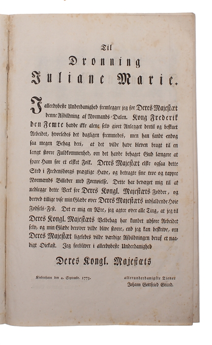 Afbildning af Nordmands=Dalen, i den Kongelige Lyst=Hauge ved Fredensborg. Abbildung des Normannsthals, in dem königlichen Luftgarten zu Fredensburg.