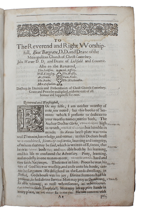 Sermons Preached by That Reverend and Learned Divine Richard Clerke, Dr. in Divinitie; Sometimes Fellow of Christ Colledge in Cambridge. One of the most Learned Translators of our English Bible; Preacher in the Famous Metropolitan Church of Christ, Ca...