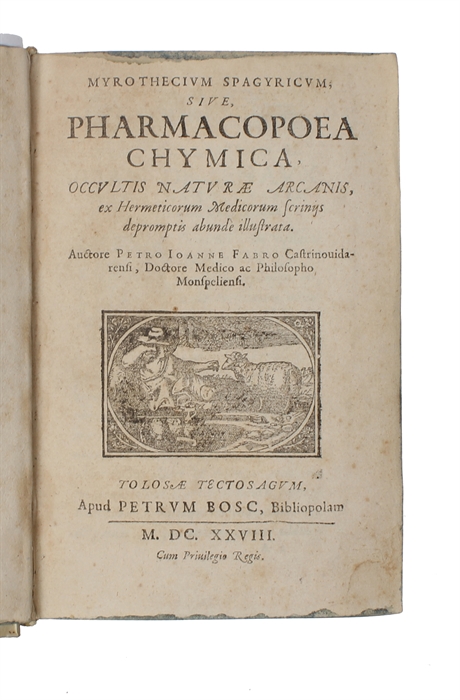 Myrothecium Spagyricum; sive Pharmacopoea Chymica, occultis naturae arcanis, ex Hermeticorum Medicorum scriniis depromptis abunde illustrata (part 1 only)(+) Hydrographum spagyricum (+) Palladium Spagyricum (+) Chirurgia Spagyrica.