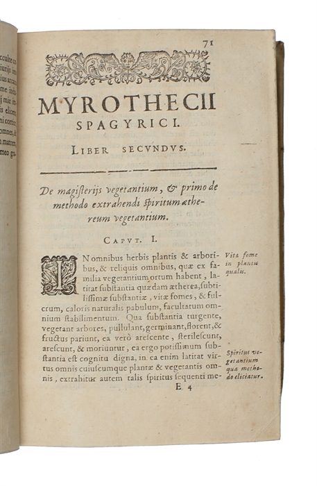 Myrothecium Spagyricum; sive Pharmacopoea Chymica, occultis naturae arcanis, ex Hermeticorum Medicorum scriniis depromptis abunde illustrata (part 1 only)(+) Hydrographum spagyricum (+) Palladium Spagyricum (+) Chirurgia Spagyrica.