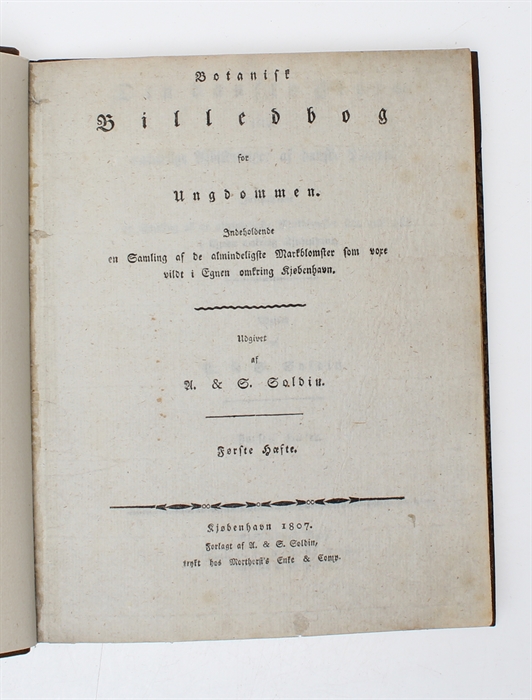 Botanisk Billedbog for Ungdommen. Forskellige af de almindeligste Markblomster som voxe vildt i Egnen omkring Kjøbenhavn / Den danske Flora, eller naturlige Afbildninger af danske Planter. Indeholdende en Samling af de almindelige Markblomster som vox...