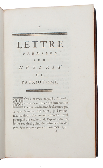 Lettres sur l'Esprit de Patriotisme, sur l'Idée d'un Roy Patriote, et sur l'Etat des Partis, qui divisoient l'Angleterre, lors de l'Avénement de Georges I. Ouvrage traduit de l'Anglois.