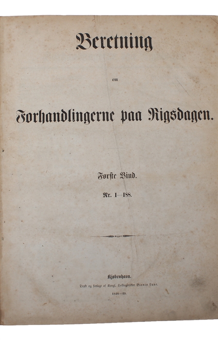 Beretning om Forhandlingerne paa Rigsdagen. Nr. 1-l88.