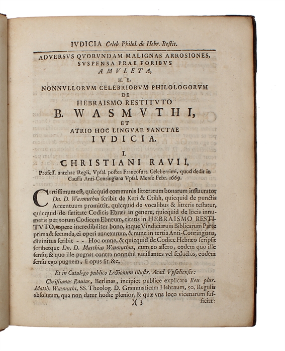 חצר לשון הקדש (Ha-zer leschon ha-kodesch) Atrium Linguae Sanctae, quo exhibentur I. Consilium de studio Linguae S. (...) II. Grammaticae Hebr. compendium (...). III. Textus cum praxi Hebraeo-Analytica (...) IV. Lexici Hebraei compendium (...) V. Index...