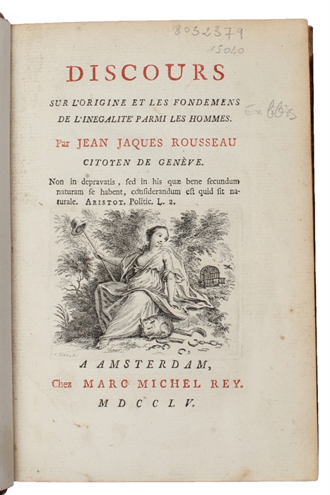 Discours sur l'origine et les fondemens de l'inegalité parmi les hommes.