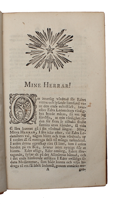 Inträdes-tal, om Stockholm för 200 år sen, och Stockholm nu för tiden, i anseende til handel, och vetenskaper, särdeles den medicinska: hållit för kongl. Vet. academien d. 20 aug. 1758, och efteråt med anmärkningar tilökt.