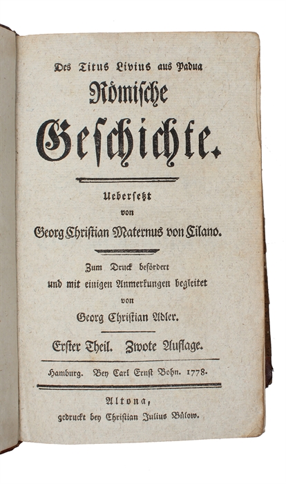 Des Titus Livius aus Padua Römische Geschichte. 8 parts. 