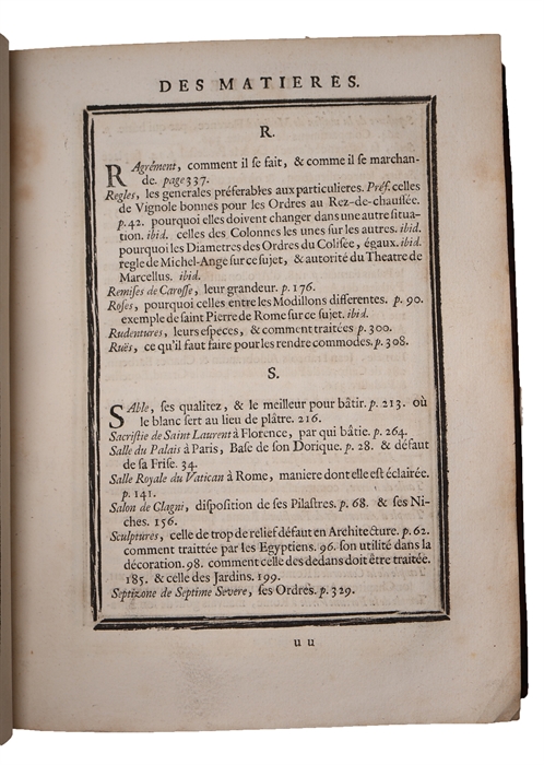 Cours d'architecture qui comprend les ordres de Vignole. Nouvelle & Troisieme Edition. 2 vols. (Title-page on vol. 2: Dictionnaire D'Architecture)