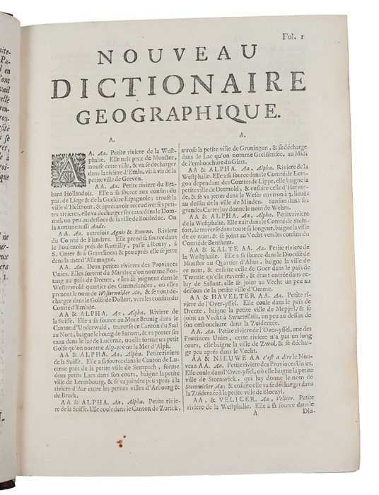 Dictionaire géographique universel contenant une description exacte des états, royaumes, villes, forteresses, montagnes, caps (...).