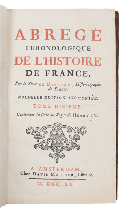 Abrege chronologique de l'histoire de France. Nouvelle edition Argumentee. Vols 1 - 6, 10 & 12.