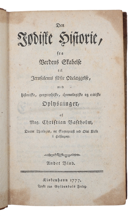 Den Jødiske Historie, fra Verdens Skabelse til Jerusalems sidste Ødelæggelse, med historiske, geographiske, chronologiske og critiske Oplysninger. 3 vols. 