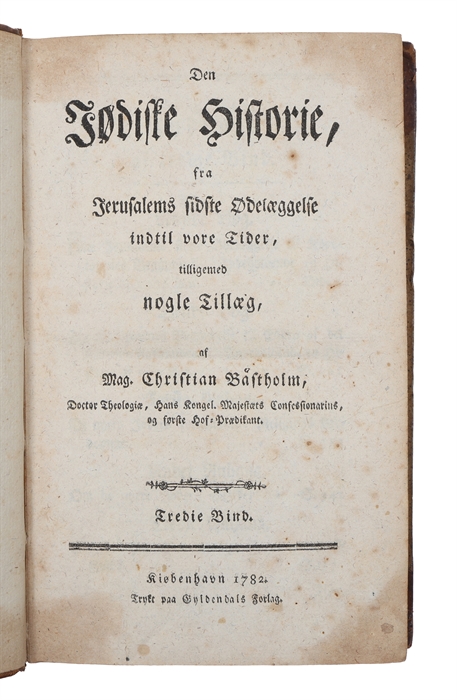 Den Jødiske Historie, fra Verdens Skabelse til Jerusalems sidste Ødelæggelse, med historiske, geographiske, chronologiske og critiske Oplysninger. 3 vols. 