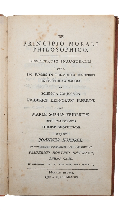 De principio morali philosophico. Dissertatio inauguralis.