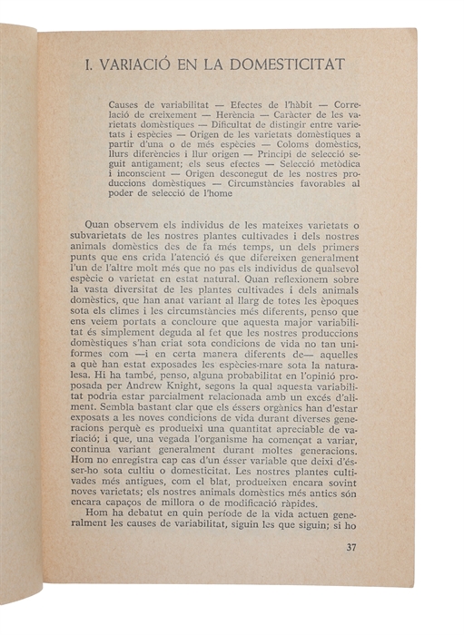 L'Origen de les espècies.