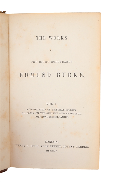 The Works of the Right Honourable Edmund Burke. 6 Vols. (out of 8)