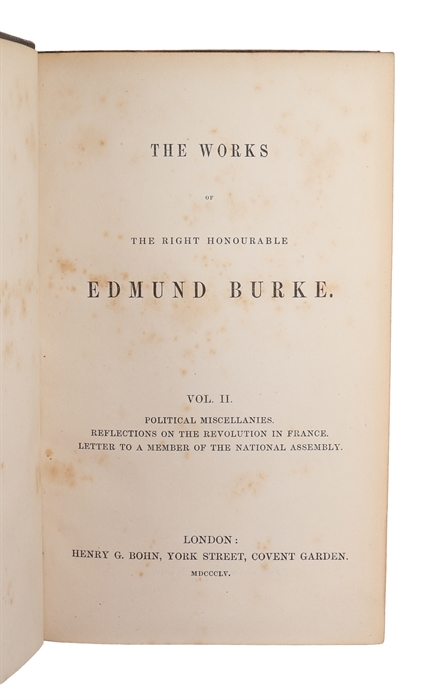 The Works of the Right Honourable Edmund Burke. 6 Vols. (out of 8)