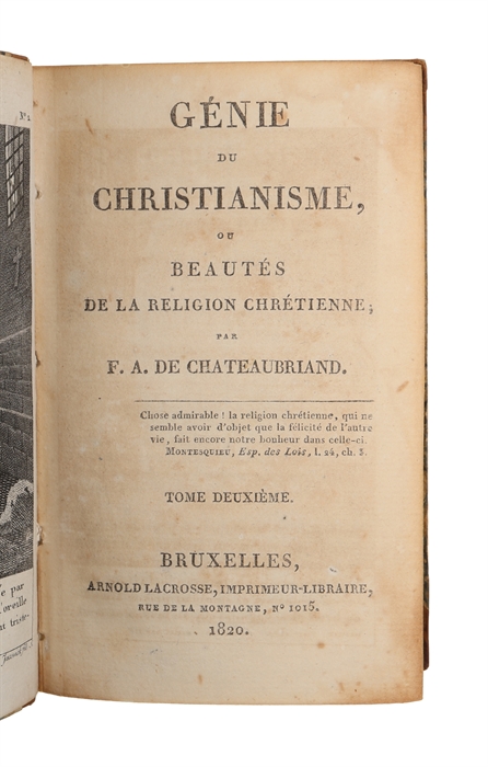 Génie du Christianisme, ou beautés de la religion Chrétienne. 5 tomes. 